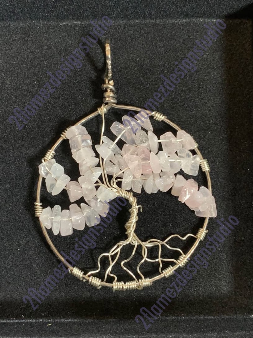 Rose Quartz Tree of Life Wire Pendant